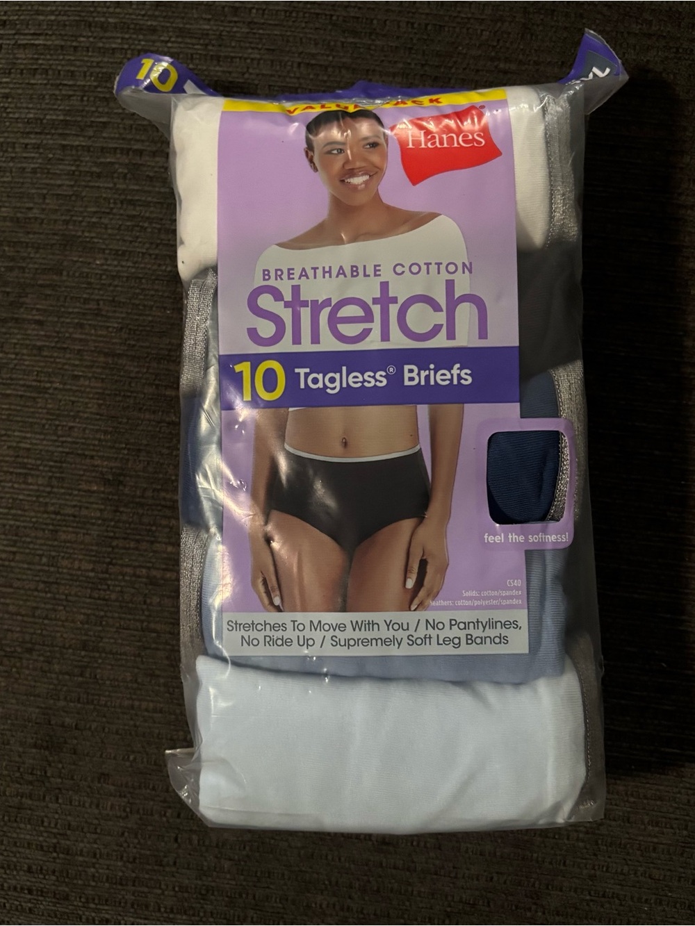 Womens Hanes Stretch Breathable Cotton Tagless Briefs - Assorted (10-Pack)
